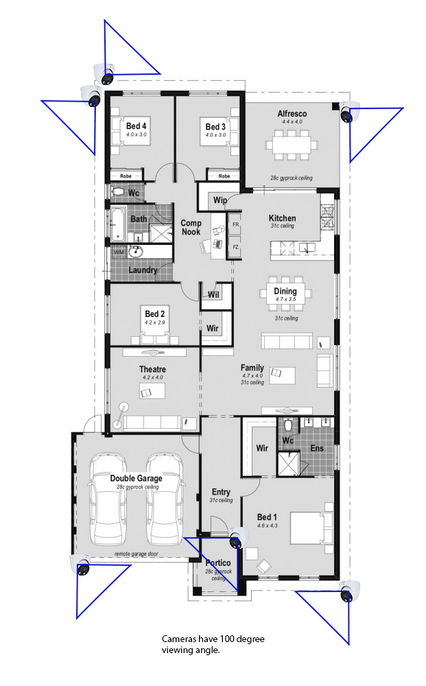 CCTV Security Camera System Full Perimeter Layout House Plans