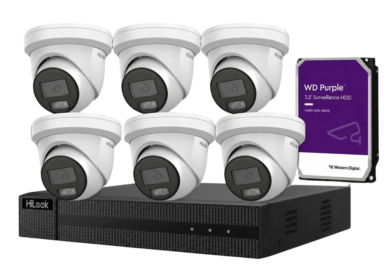 HiLook six-camera CCTV package HiLook six-camera CCTV package with network recorder and surveillance hard drive, supplied and installed in Perth.